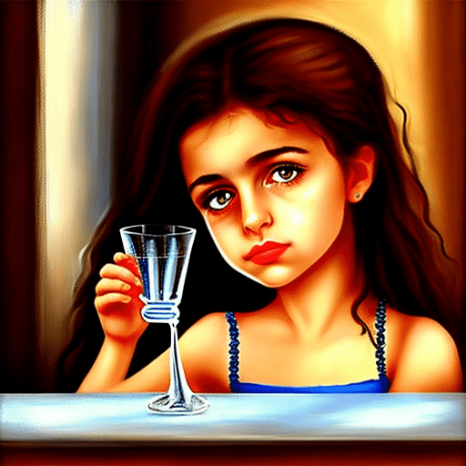 Curious greek girl - empty glass. Style: romantic