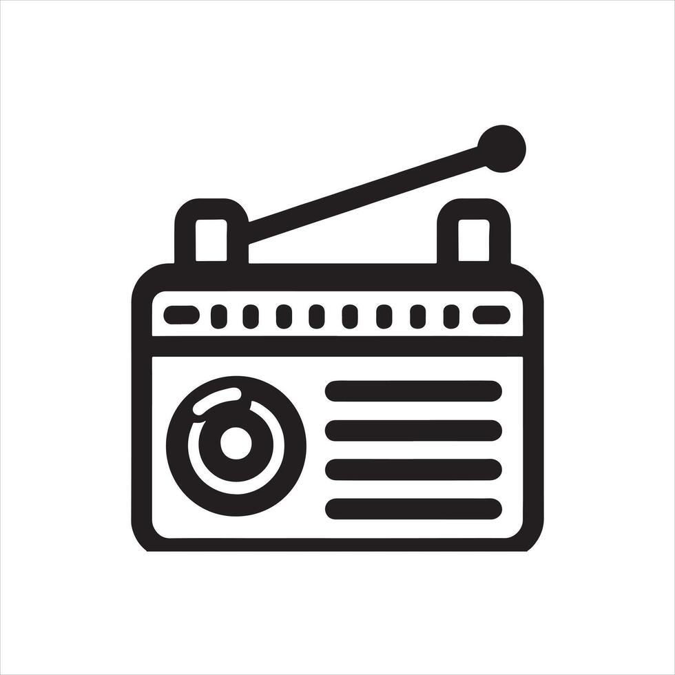 Radio-icon-linear-silhouette-on-white-background-free-vector