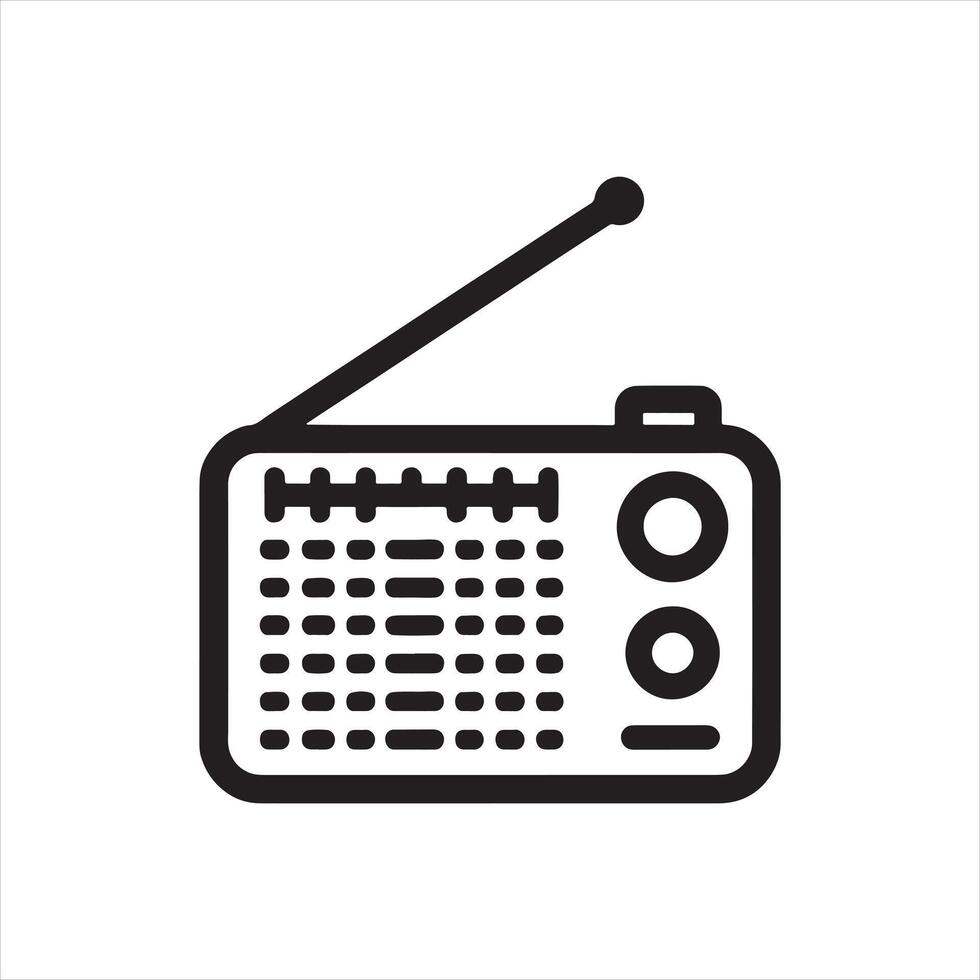 Radio-icon-linear-silhouette-white-background-free-vector