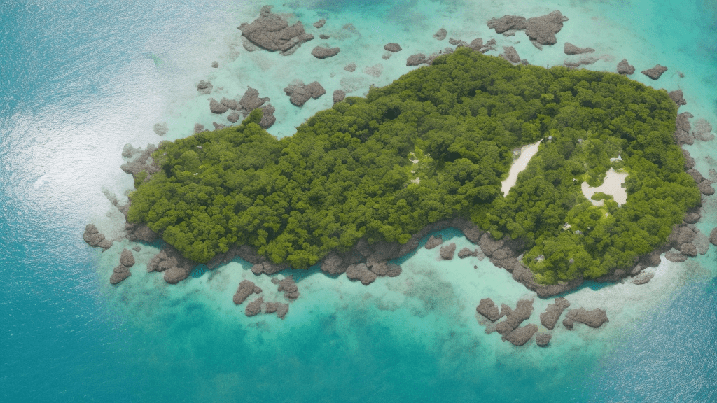 Bird's eye view of an entire island