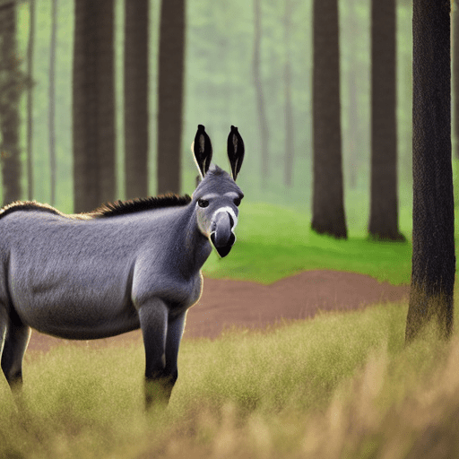 Donkey in the middle of the forest