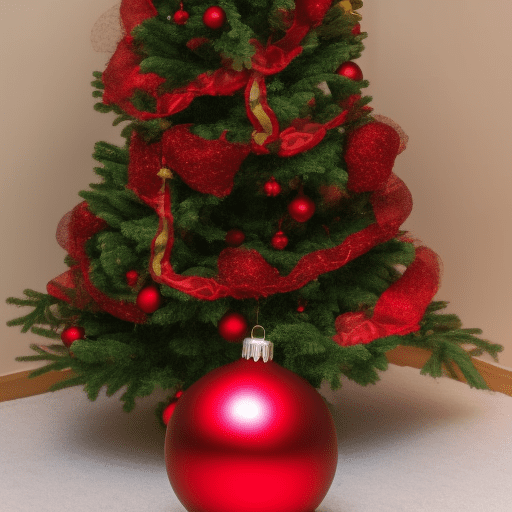 Red christmas ball on tree