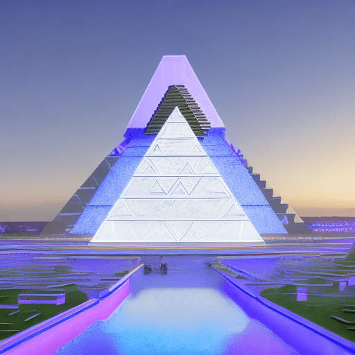 : "a monumental futuristic academy inspired by the architecture of a mayan pyramid, designed with cutting-edge metallic materials that reflect light and emit a futuristic glow. The structure features multiple tiers, each adorned with dynamic neon lights in shades of electric blue, white, and soft purple. Surrounding the pyramid are floating platforms and holographic projections displaying advanced information. The academy is nestled within an alien jungle filled with bioluminescent plants and exotic creatures, creating a vivid contrast between technology and nature. The night sky above displays two bright moons, countless stars, and an ethereal cosmic glow. Nearby, sleek spaceships hover in the air, adding a sense of grand scale and advanced civilization. The scene is hyper-realistic, with cinematic details and an epic, mysterious atmosphere, showcasing the balance between natural beauty and technological innovation. "