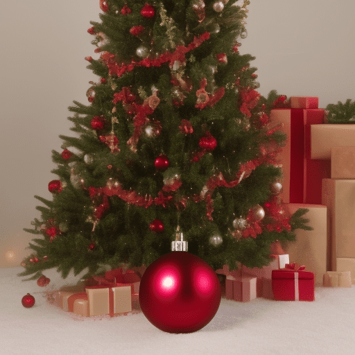 Red christmas ball on tree, a cute romantic, --s 180