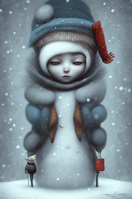 The personification of wintertime in the style of gabriel pacheco