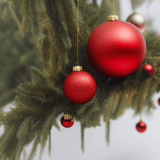 Happy, red christmas ball, on a branch