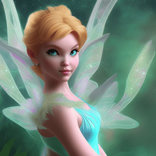 Create fairy looks like tinker bell make her stand full size with blonde hair