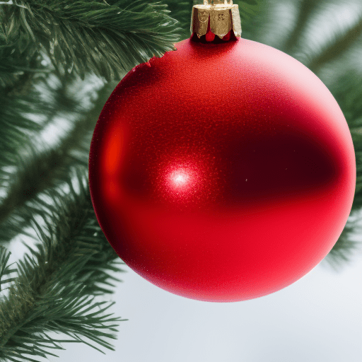 Colorfull, happy, red christmas ball, on a branch