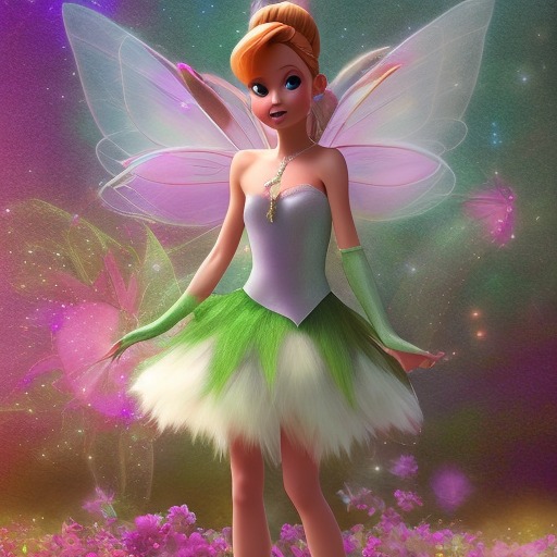 Create fairy looks like tinker bell standing on stage