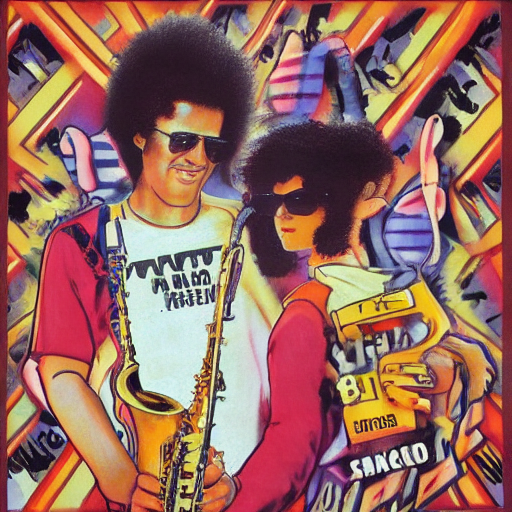 80s music artwork featuring a sax