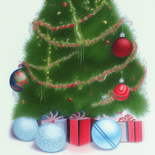 Detailed drawing of christmas ball on tree