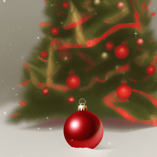 Happy christmas, red ball illustration, tree background --ar 1:2