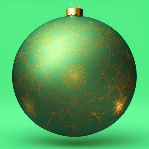 Happy christmas ball illustration, green background --ar 1:2