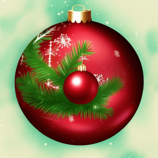 Red christmas ball on tree backgroud, a cute romantic with decors, watercolor style --s 180