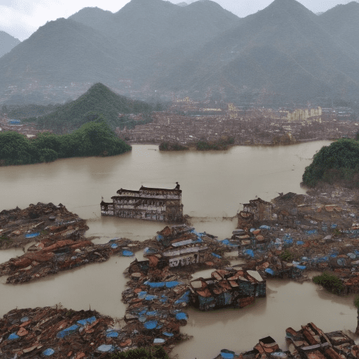 La antigua ciudad al sur del río yangtze está brumosa y lluviosa, el río está brumoso por la mañana y los pescadores reman en sus botes con impermeables de fibra de coco.
